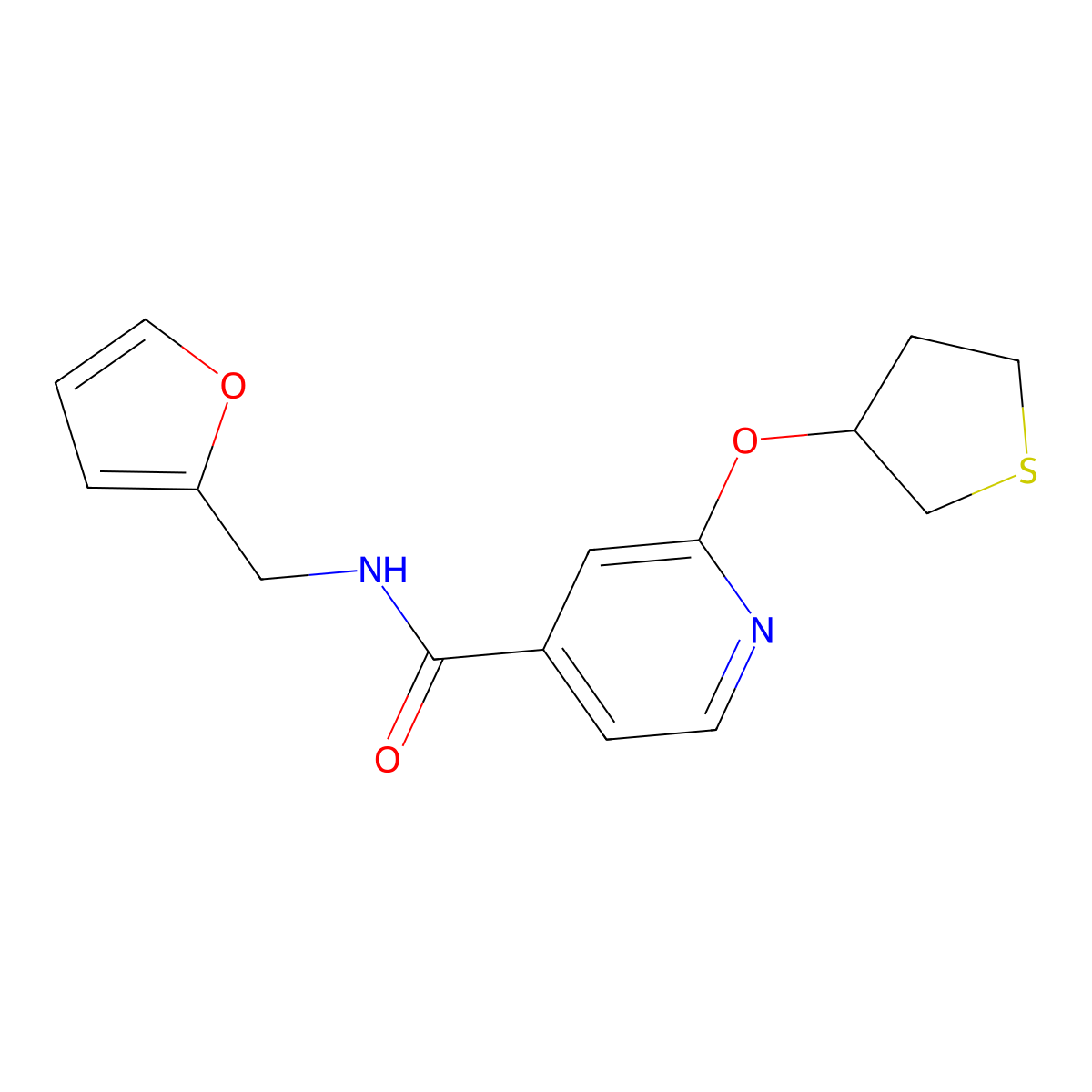 N-(furan-2-ylmethyl)-2-((tetrahydrothiophen-3-yl)oxy)isonicotinamide molecular structure, CAS 2034239-09-1
