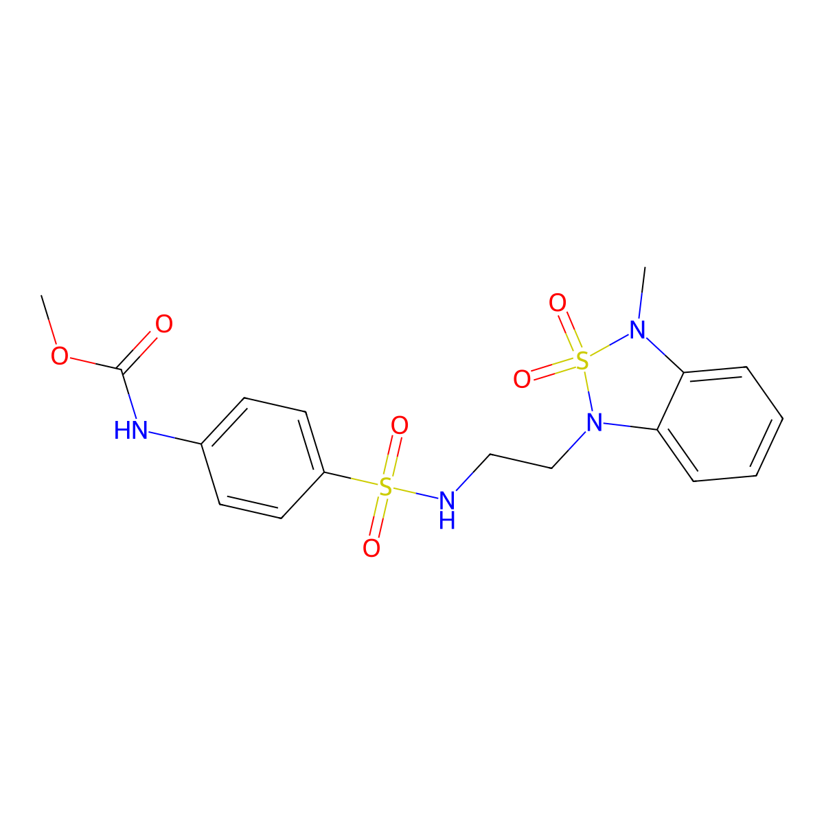 methyl (4-(N-(2-(3-methyl-2,2-dioxidobenzo[c][1,2,5]thiadiazol-1(3H)-yl)ethyl)sulfamoyl)phenyl)carbamate molecular structure, CAS 2034239-12-6