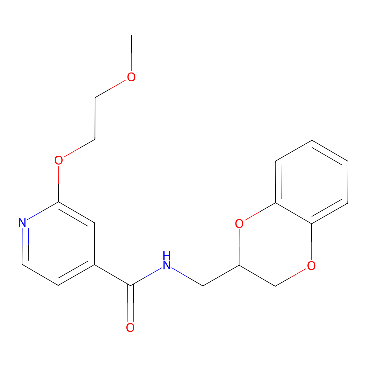 N-((2,3-dihydrobenzo[b][1,4]dioxin-2-yl)methyl)-2-(2-methoxyethoxy)isonicotinamide molecular structure, CAS 2034239-14-8