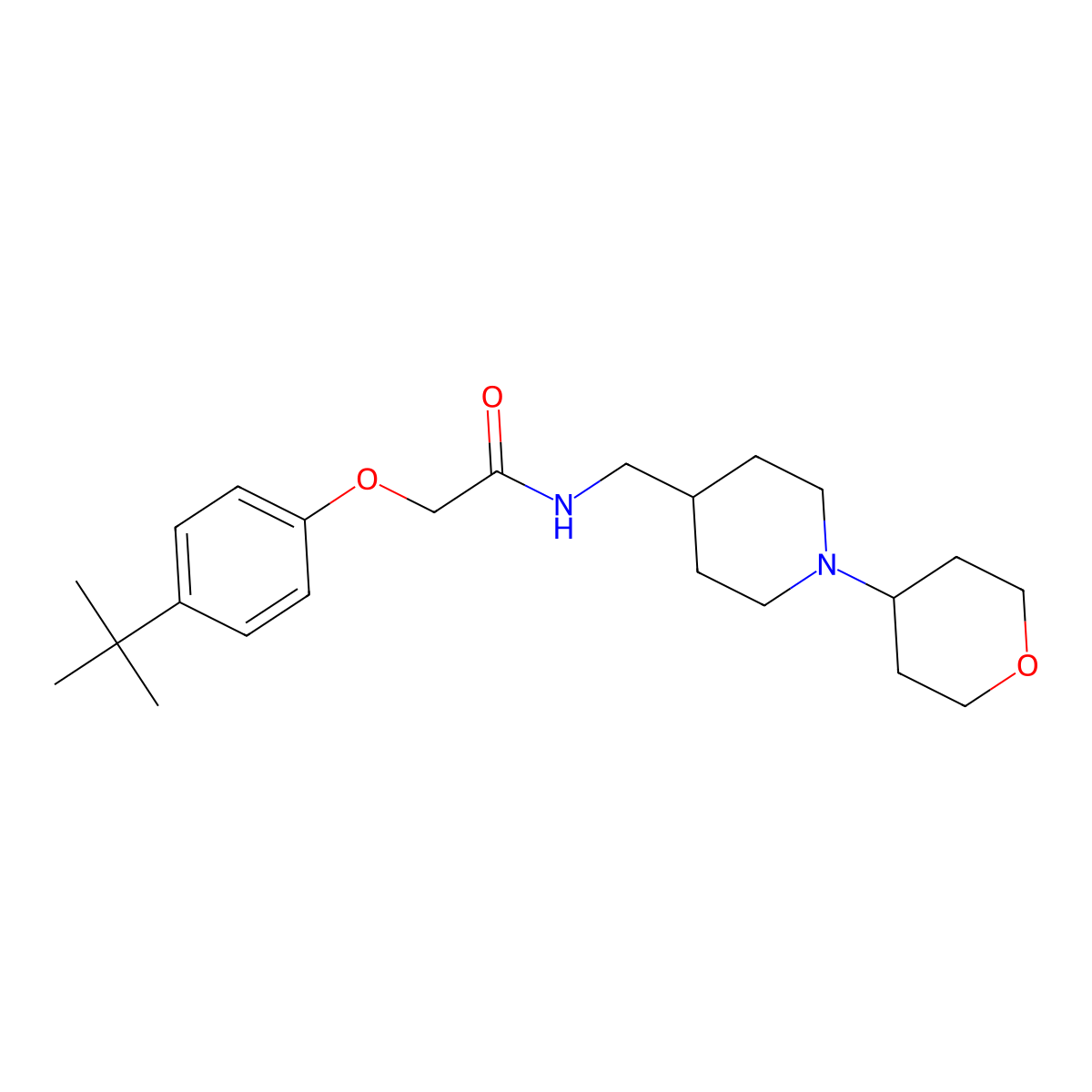 2-(4-(tert-butyl)phenoxy)-N-((1-(tetrahydro-2H-pyran-4-yl)piperidin-4-yl)methyl)acetamide molecular structure, CAS 2034239-22-8