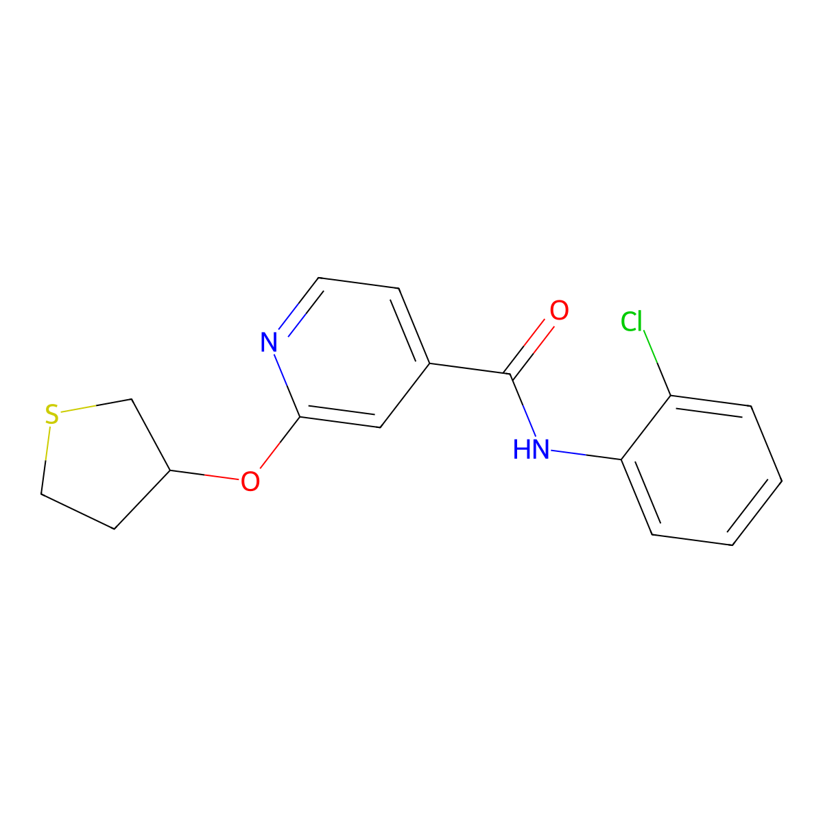 N-(2-chlorophenyl)-2-((tetrahydrothiophen-3-yl)oxy)isonicotinamide molecular structure, CAS 2034239-23-9