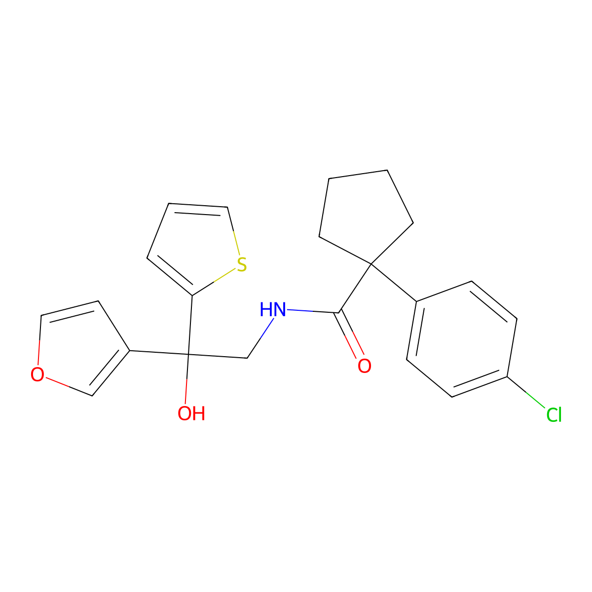 1-(4-chlorophenyl)-N-(2-(furan-3-yl)-2-hydroxy-2-(thiophen-2-yl)ethyl)cyclopentanecarboxamide molecular structure, CAS 2034239-24-0