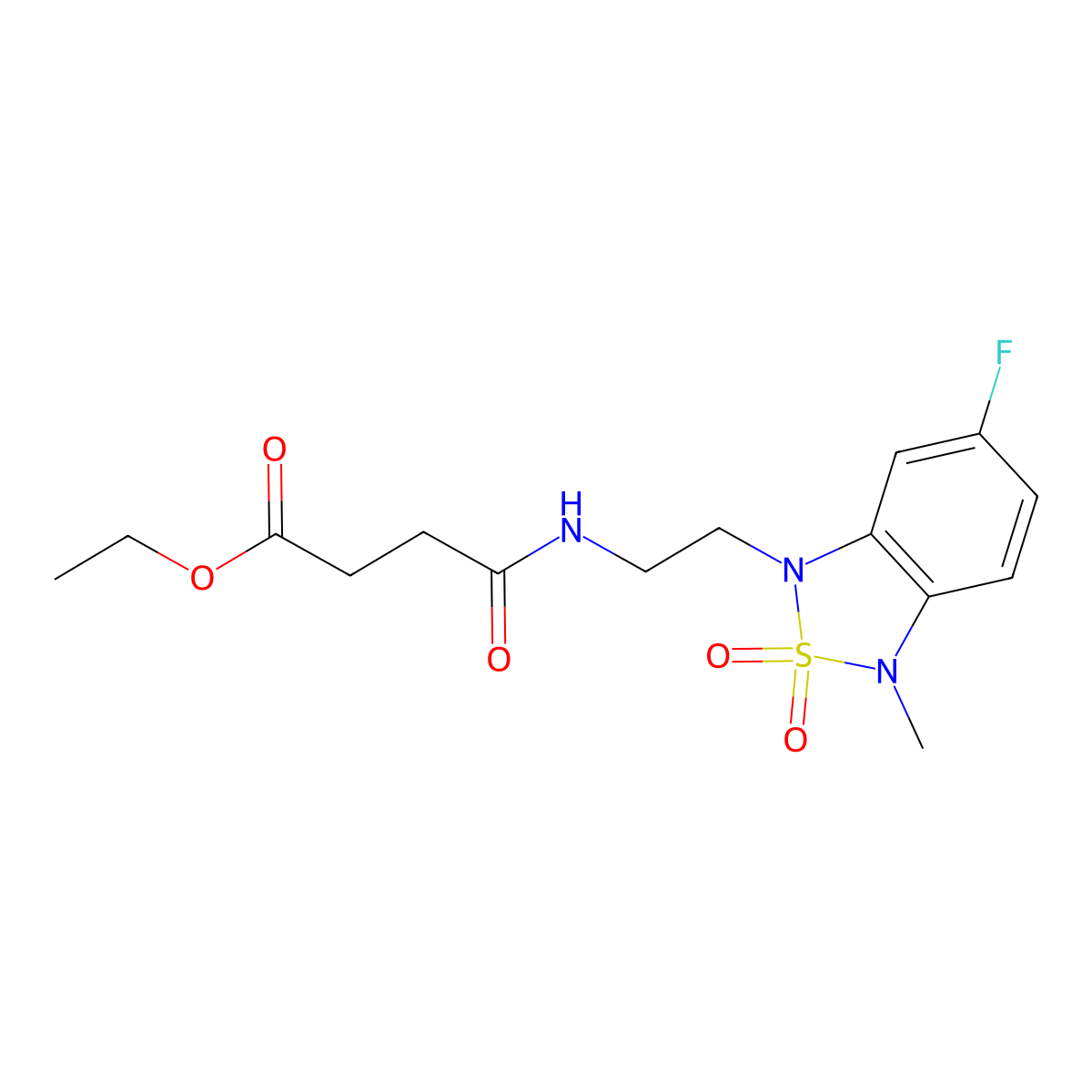 ethyl 4-((2-(6-fluoro-3-methyl-2,2-dioxidobenzo[c][1,2,5]thiadiazol-1(3H)-yl)ethyl)amino)-4-oxobutanoate molecular structure, CAS 2034239-25-1