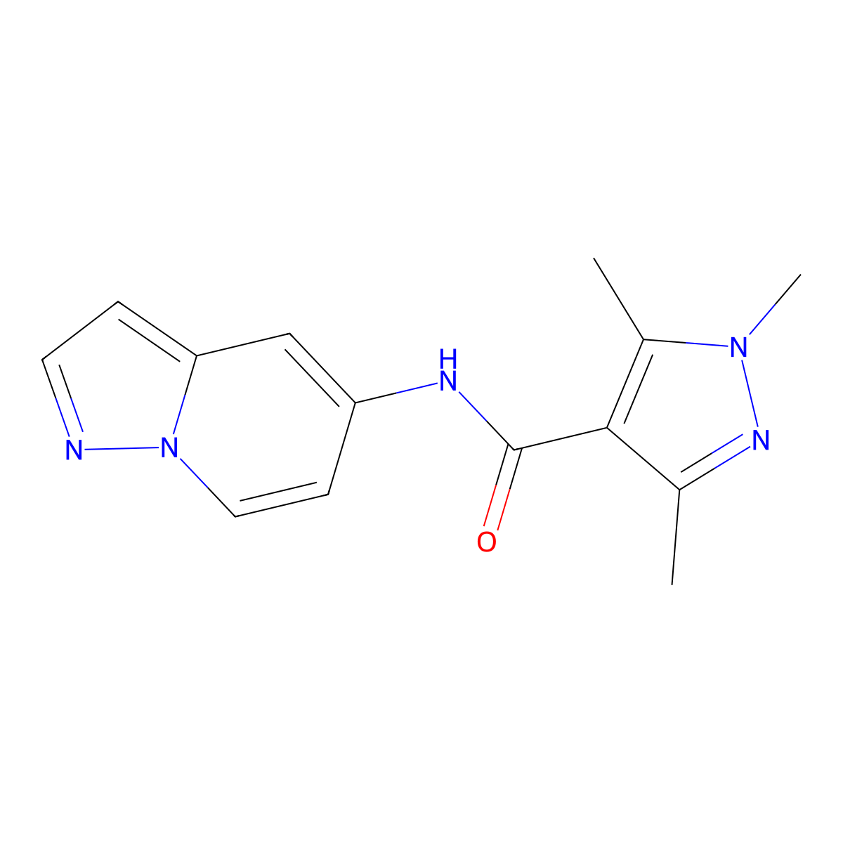 1,3,5-trimethyl-N-{pyrazolo[1,5-a]pyridin-5-yl}-1H-pyrazole-4-carboxamide molecular structure, CAS 2034239-26-2