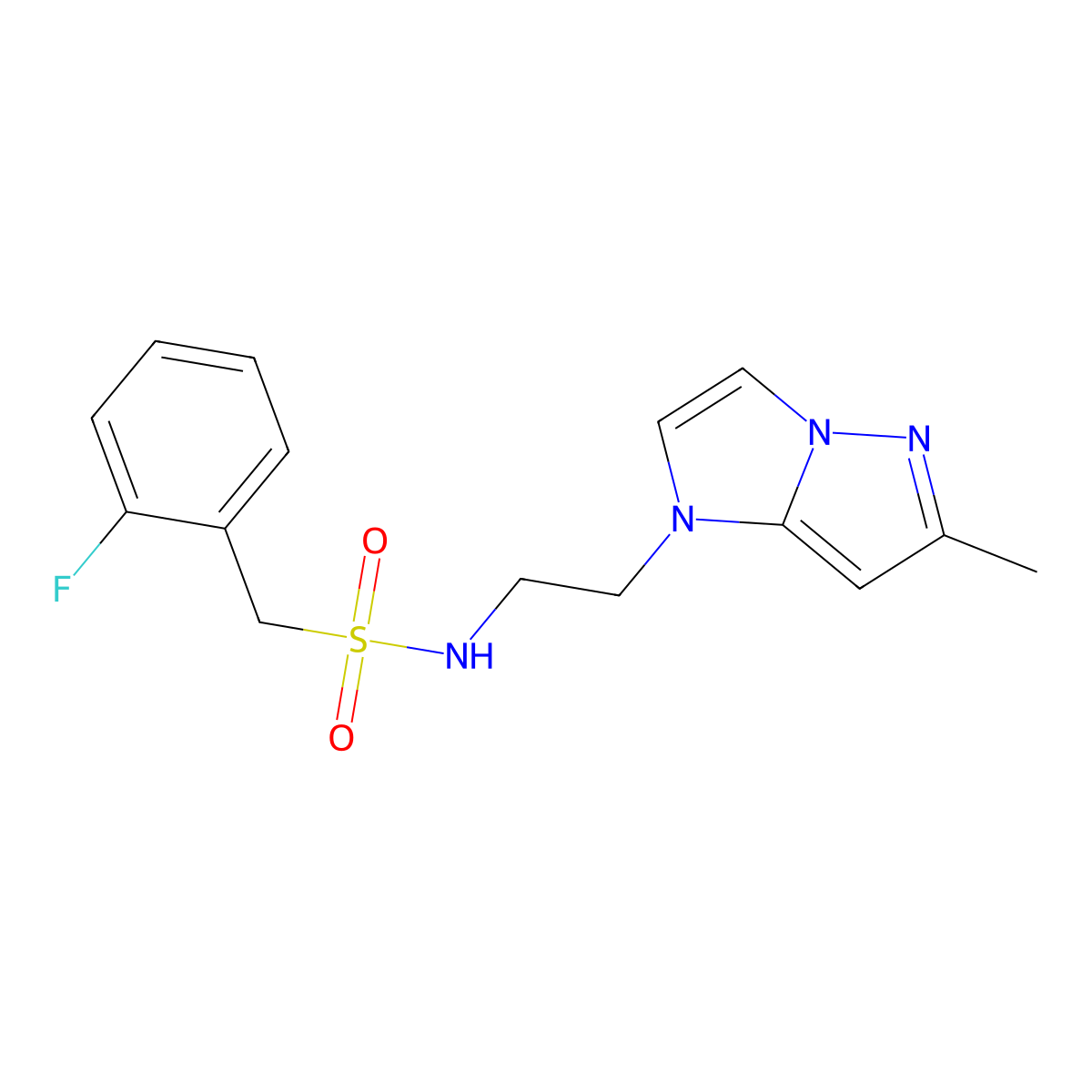 1-(2-fluorophenyl)-N-(2-(6-methyl-1H-imidazo[1,2-b]pyrazol-1-yl)ethyl)methanesulfonamide molecular structure, CAS 2034239-28-4