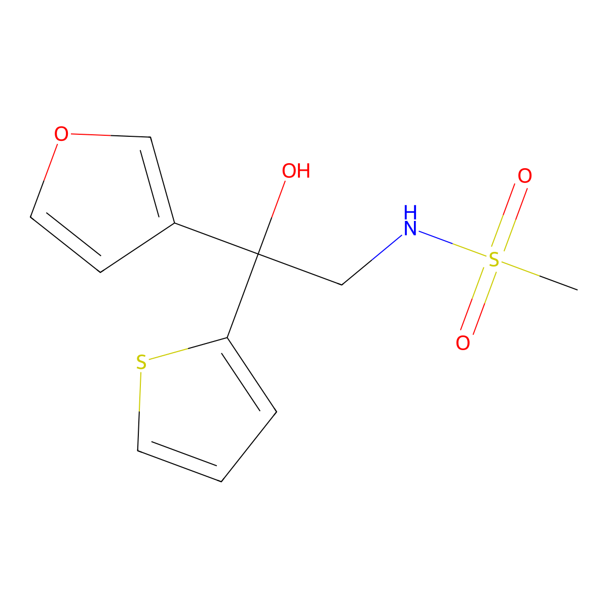 N-[2-(furan-3-yl)-2-hydroxy-2-(thiophen-2-yl)ethyl]methanesulfonamide molecular structure, CAS 2034239-32-0