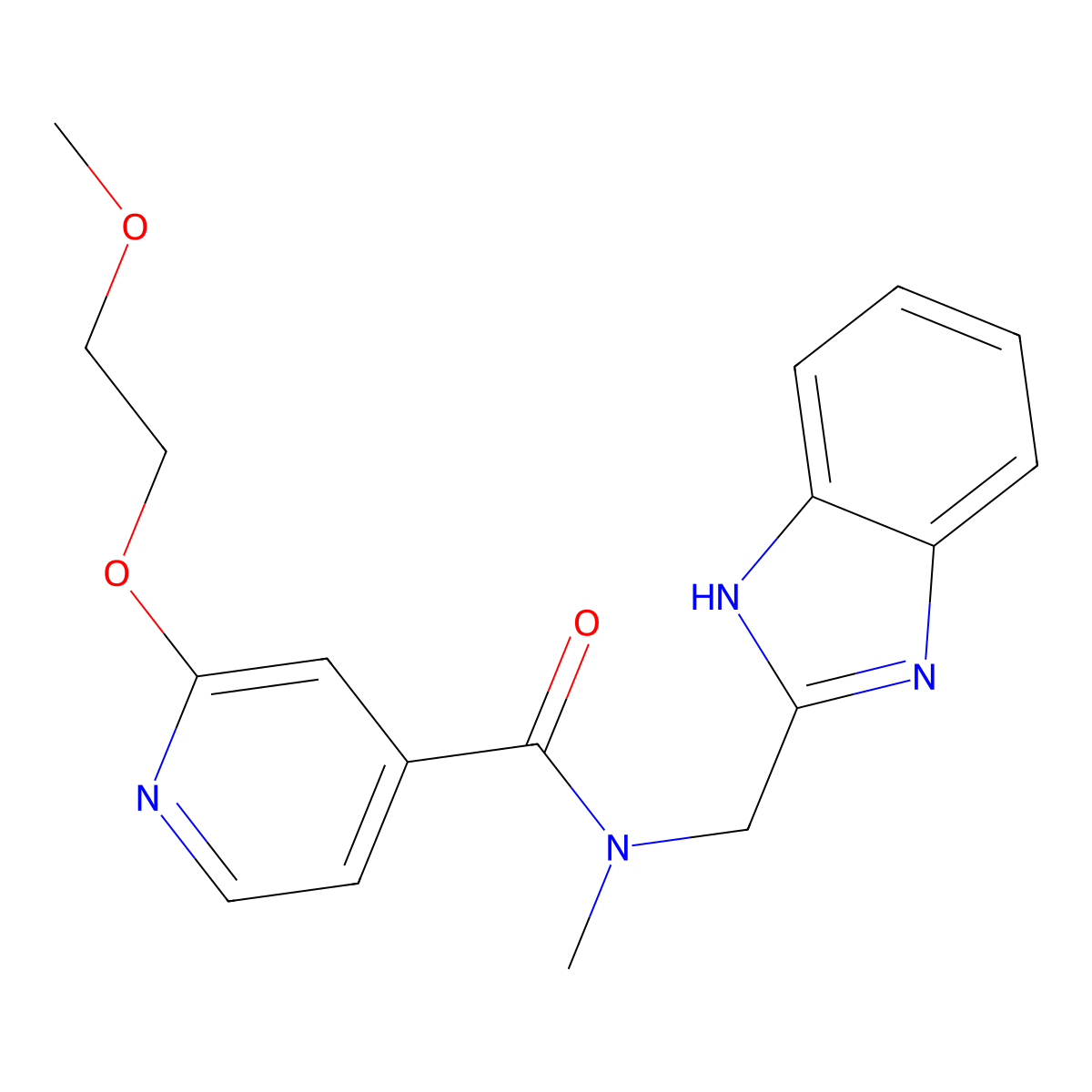 N-((1H-benzo[d]imidazol-2-yl)methyl)-2-(2-methoxyethoxy)-N-methylisonicotinamide molecular structure, CAS 2034239-33-1