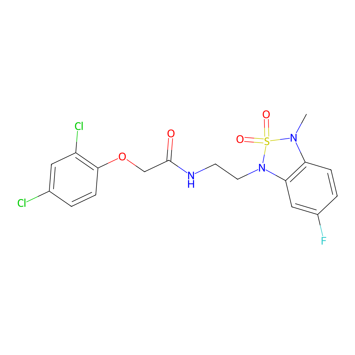 2-(2,4-dichlorophenoxy)-N-(2-(6-fluoro-3-methyl-2,2-dioxidobenzo[c][1,2,5]thiadiazol-1(3H)-yl)ethyl)acetamide molecular structure, CAS 2034239-41-1