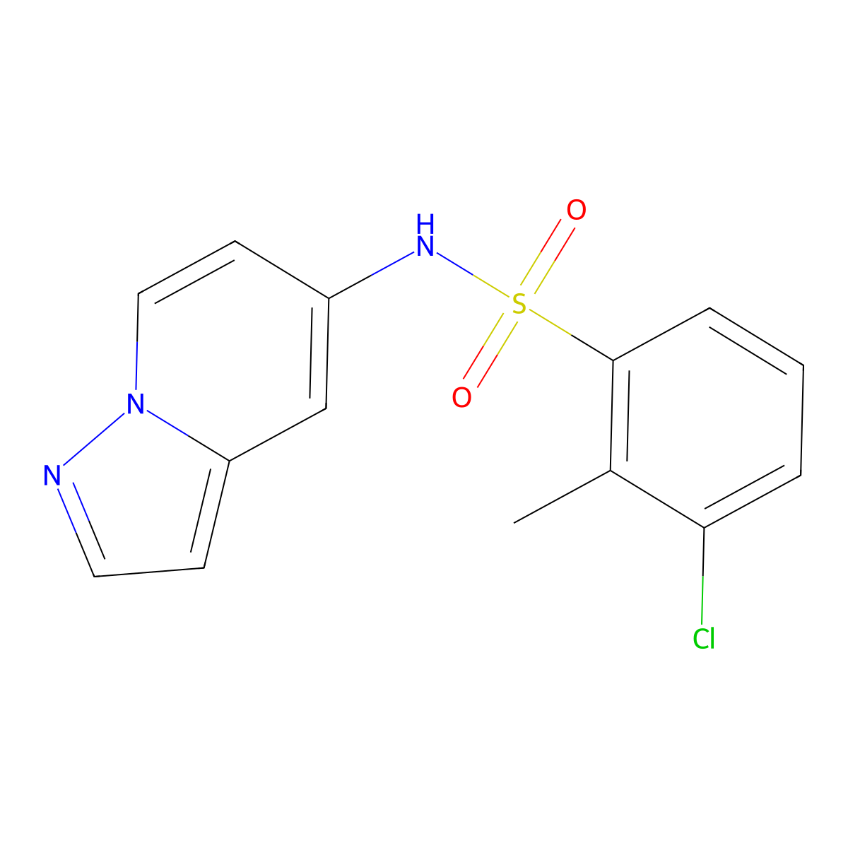 3-chloro-2-methyl-N-(pyrazolo[1,5-a]pyridin-5-yl)benzenesulfonamide molecular structure, CAS 2034239-42-2