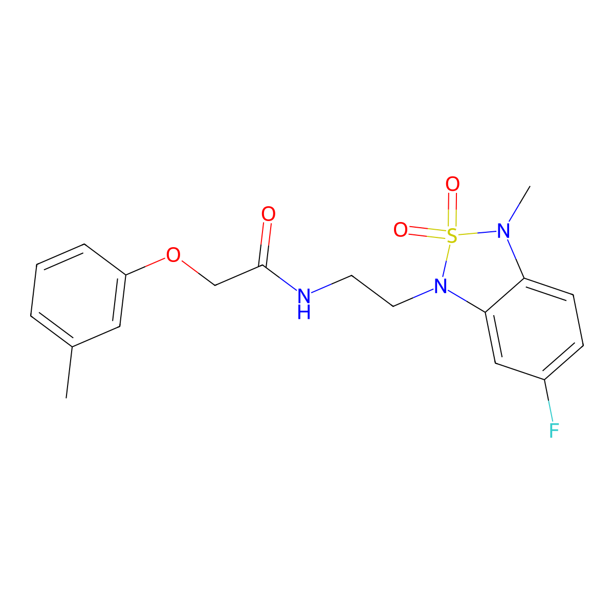 N-(2-(6-fluoro-3-methyl-2,2-dioxidobenzo[c][1,2,5]thiadiazol-1(3H)-yl)ethyl)-2-(m-tolyloxy)acetamide molecular structure, CAS 2034239-43-3