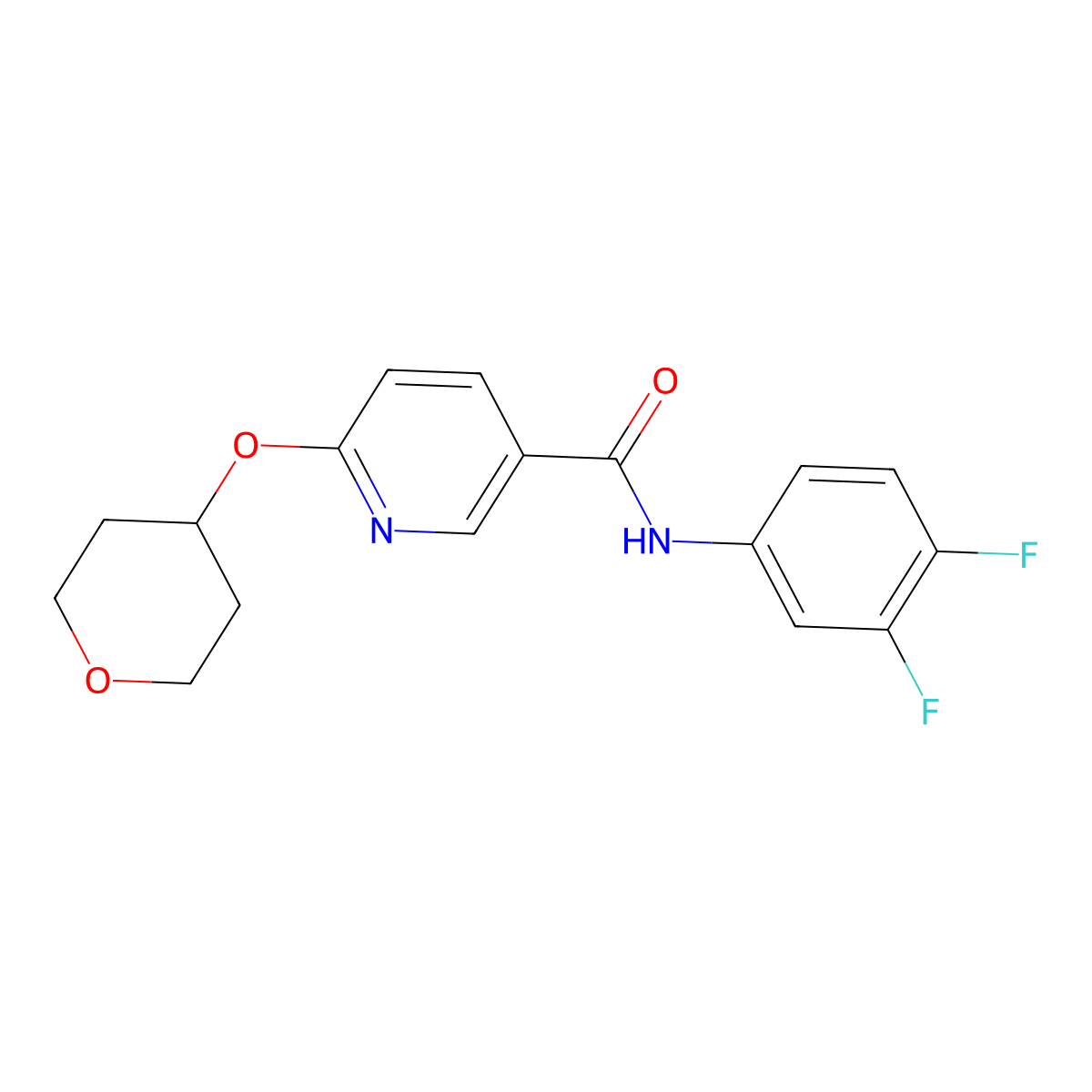 N-(3,4-difluorophenyl)-6-((tetrahydro-2H-pyran-4-yl)oxy)nicotinamide molecular structure, CAS 2034239-50-2