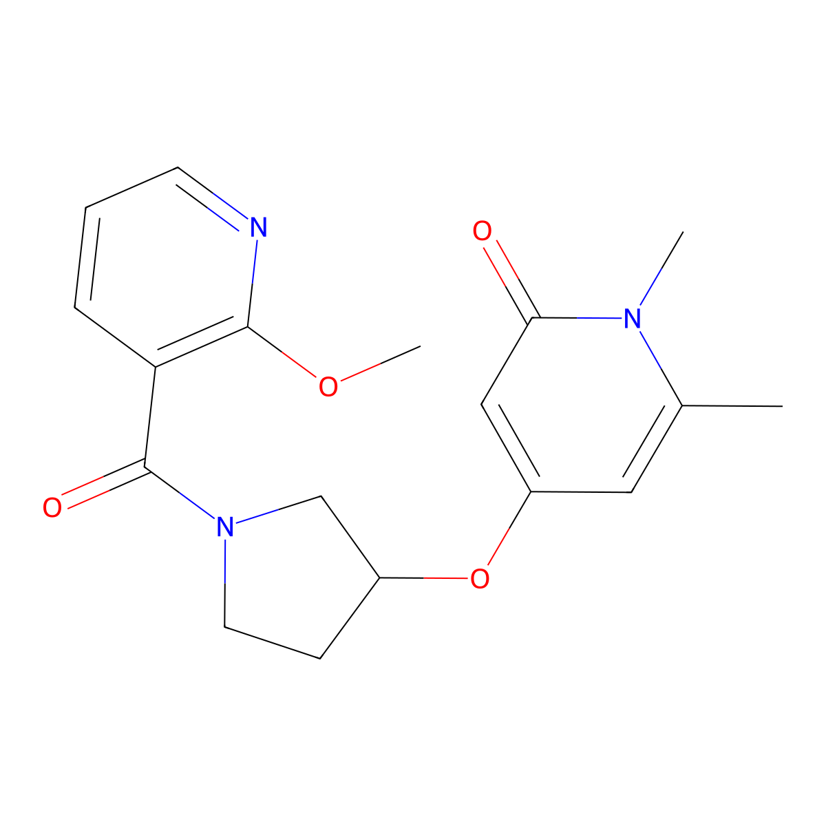 4-((1-(2-methoxynicotinoyl)pyrrolidin-3-yl)oxy)-1,6-dimethylpyridin-2(1H)-one molecular structure, CAS 2034239-51-3