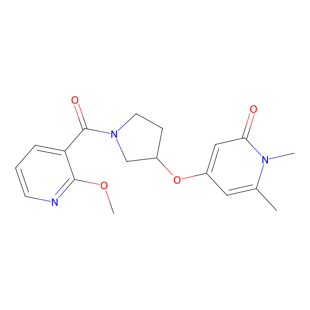 4-((1-(2-methoxynicotinoyl)pyrrolidin-3-yl)oxy)-1,6-dimethylpyridin-2(1H)-one molecular structure, CAS 2034239-51-3