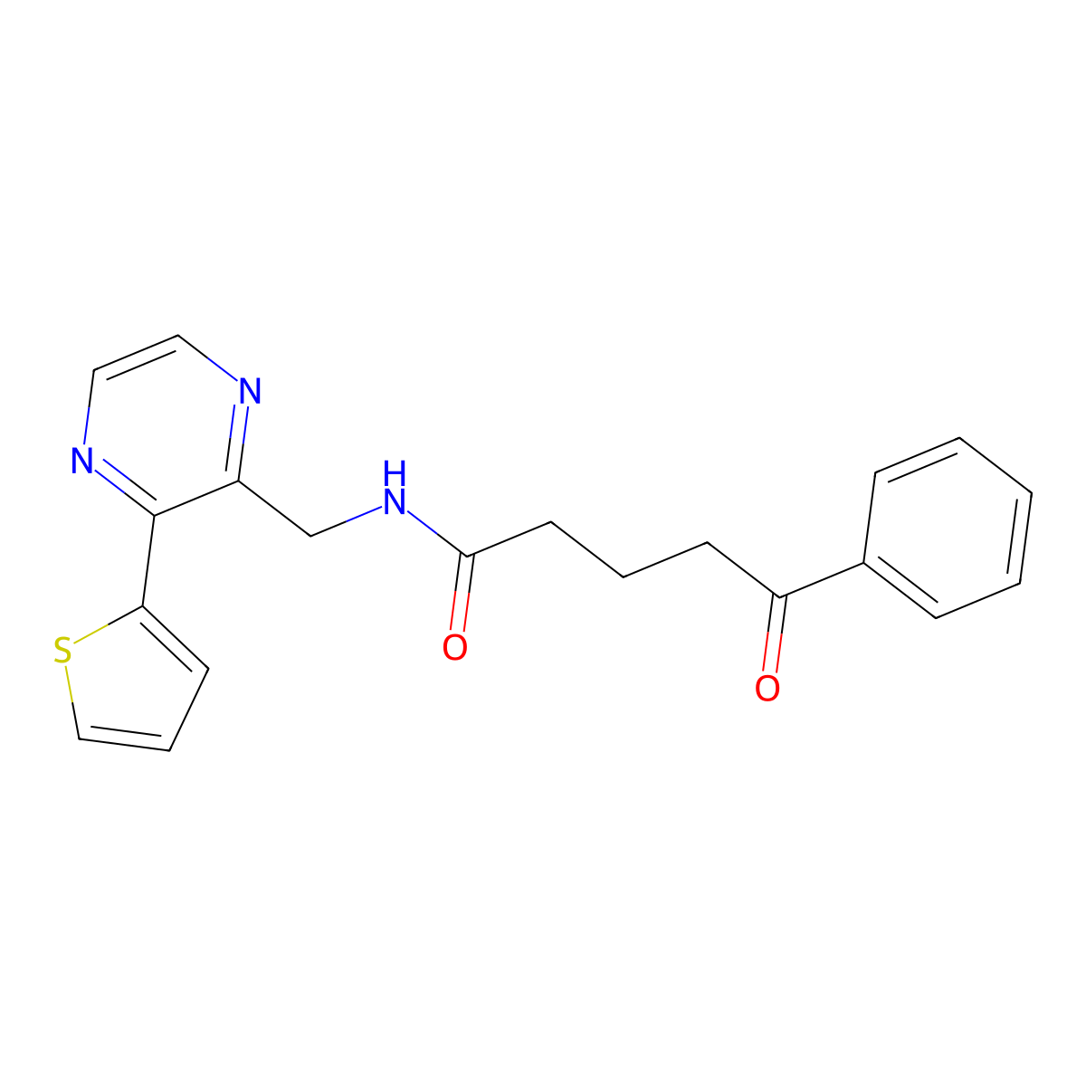5-oxo-5-phenyl-N-((3-(thiophen-2-yl)pyrazin-2-yl)methyl)pentanamide molecular structure, CAS 2034239-52-4