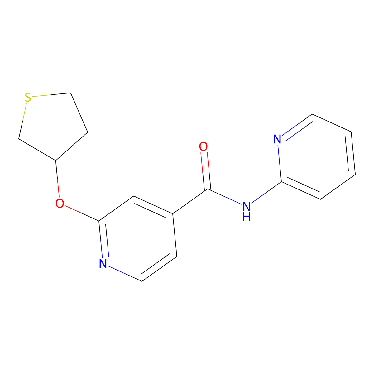 N-(pyridin-2-yl)-2-((tetrahydrothiophen-3-yl)oxy)isonicotinamide molecular structure, CAS 2034239-53-5