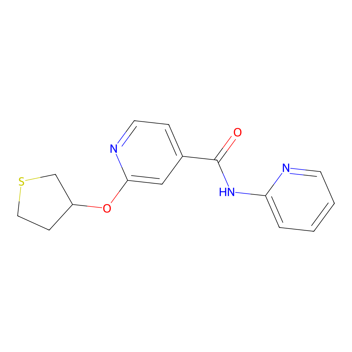 N-(pyridin-2-yl)-2-((tetrahydrothiophen-3-yl)oxy)isonicotinamide molecular structure, CAS 2034239-53-5