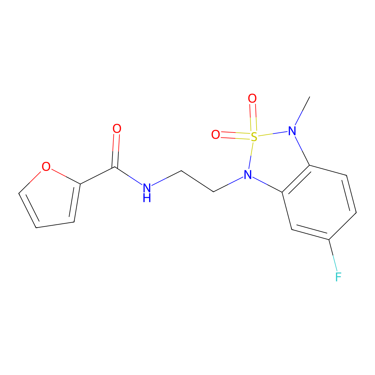 N-(2-(6-fluoro-3-methyl-2,2-dioxidobenzo[c][1,2,5]thiadiazol-1(3H)-yl)ethyl)furan-2-carboxamide molecular structure, CAS 2034239-57-9