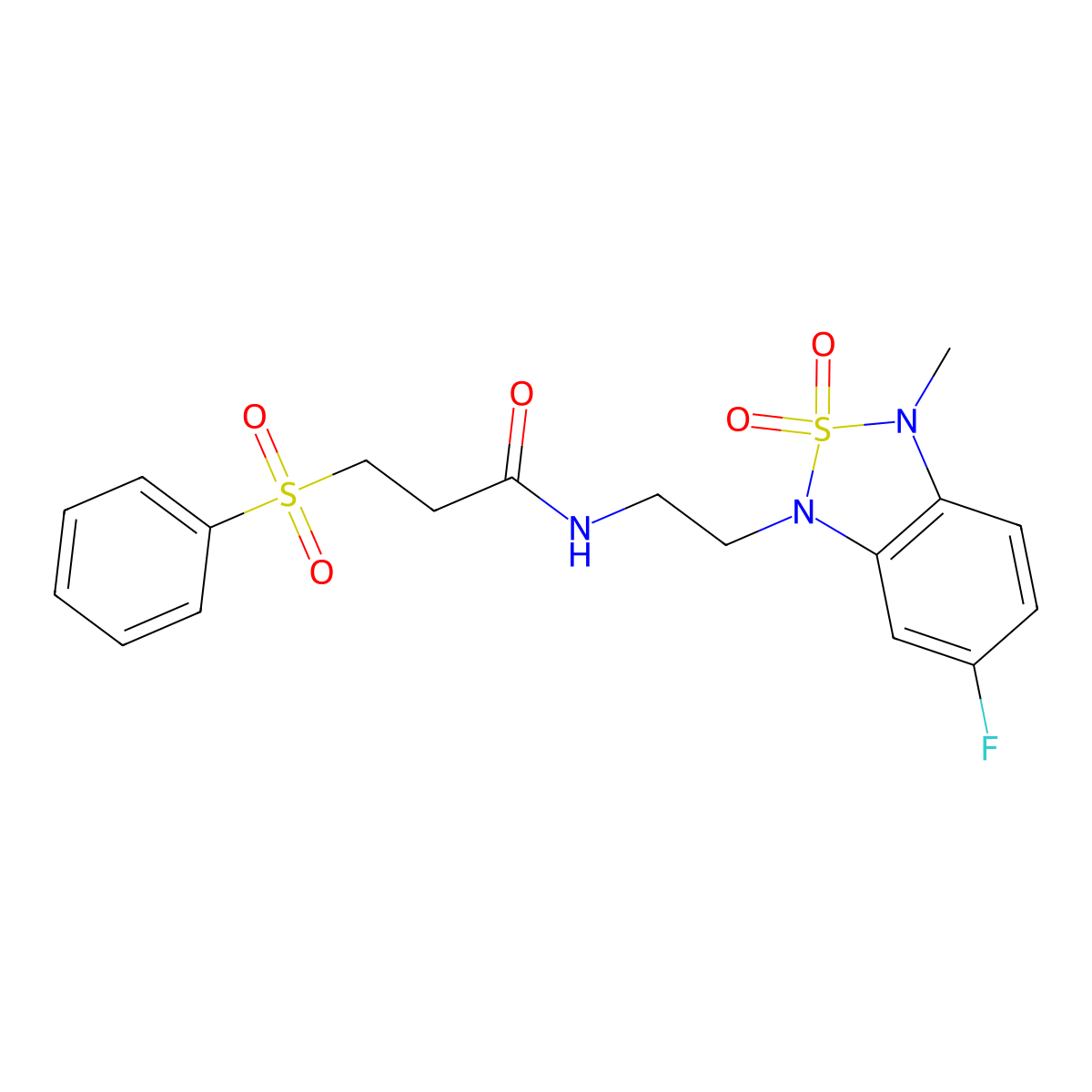 N-(2-(6-fluoro-3-methyl-2,2-dioxidobenzo[c][1,2,5]thiadiazol-1(3H)-yl)ethyl)-3-(phenylsulfonyl)propanamide molecular structure, CAS 2034239-63-7