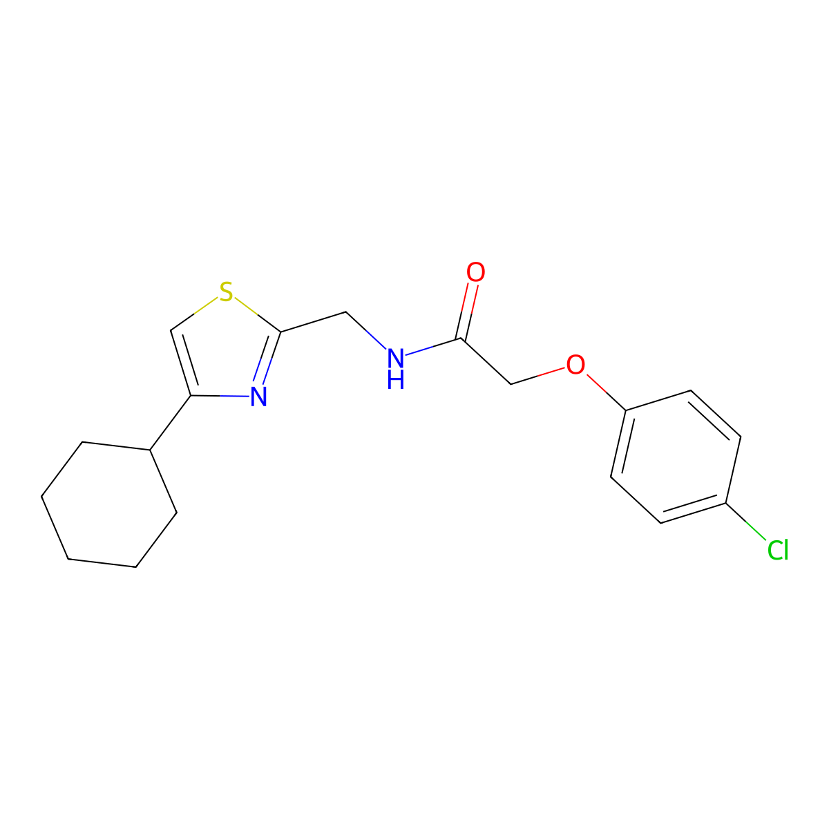 2-(4-chlorophenoxy)-N-[(4-cyclohexyl-1,3-thiazol-2-yl)methyl]acetamide molecular structure, CAS 2034239-65-9