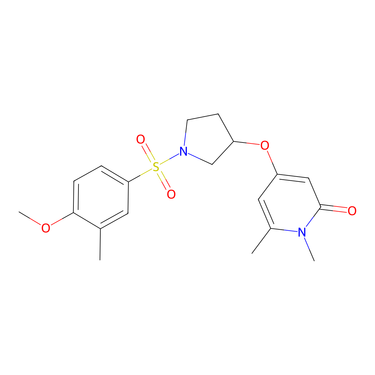 4-((1-((4-methoxy-3-methylphenyl)sulfonyl)pyrrolidin-3-yl)oxy)-1,6-dimethylpyridin-2(1H)-one molecular structure, CAS 2034239-67-1
