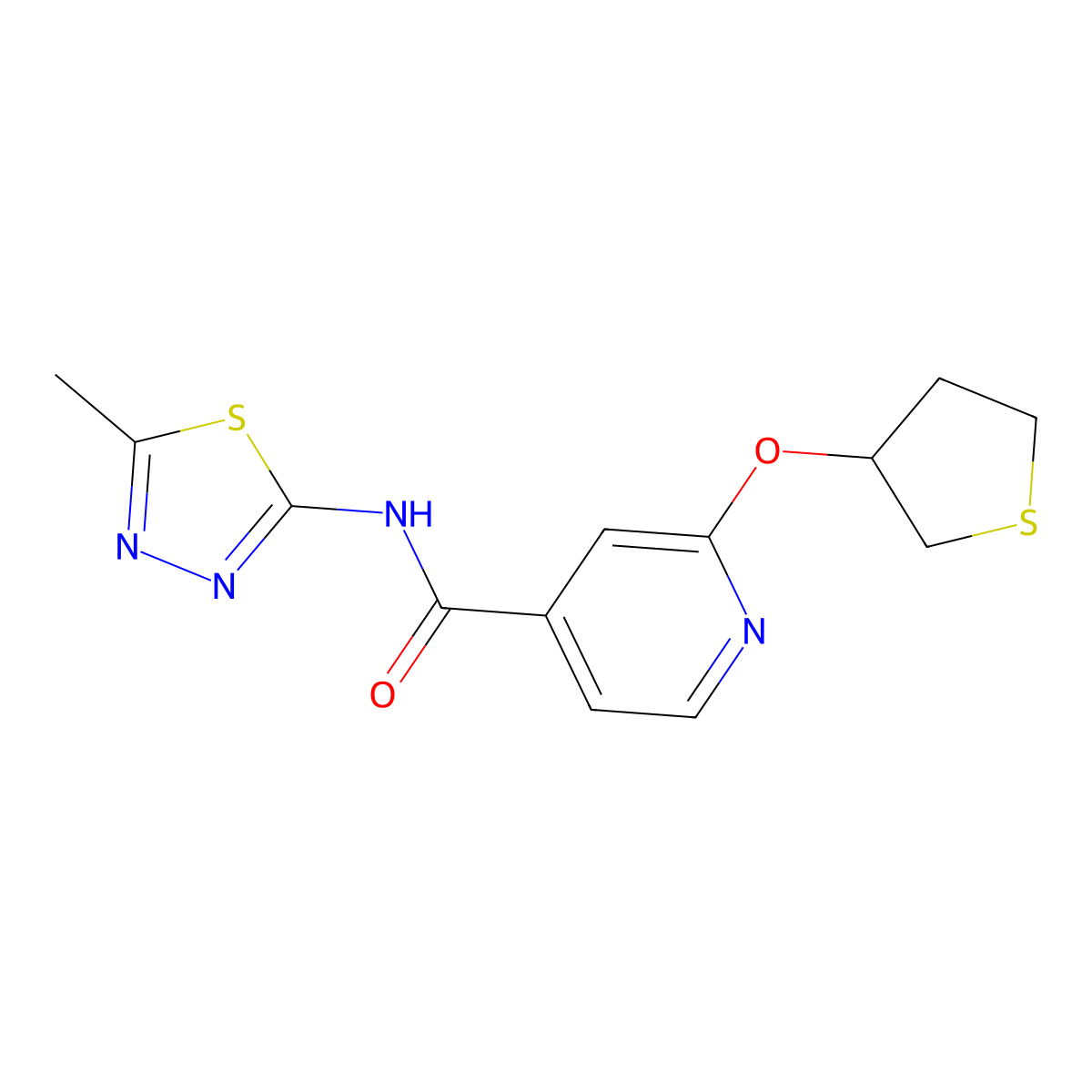 N-(5-methyl-1,3,4-thiadiazol-2-yl)-2-((tetrahydrothiophen-3-yl)oxy)isonicotinamide molecular structure, CAS 2034239-82-0