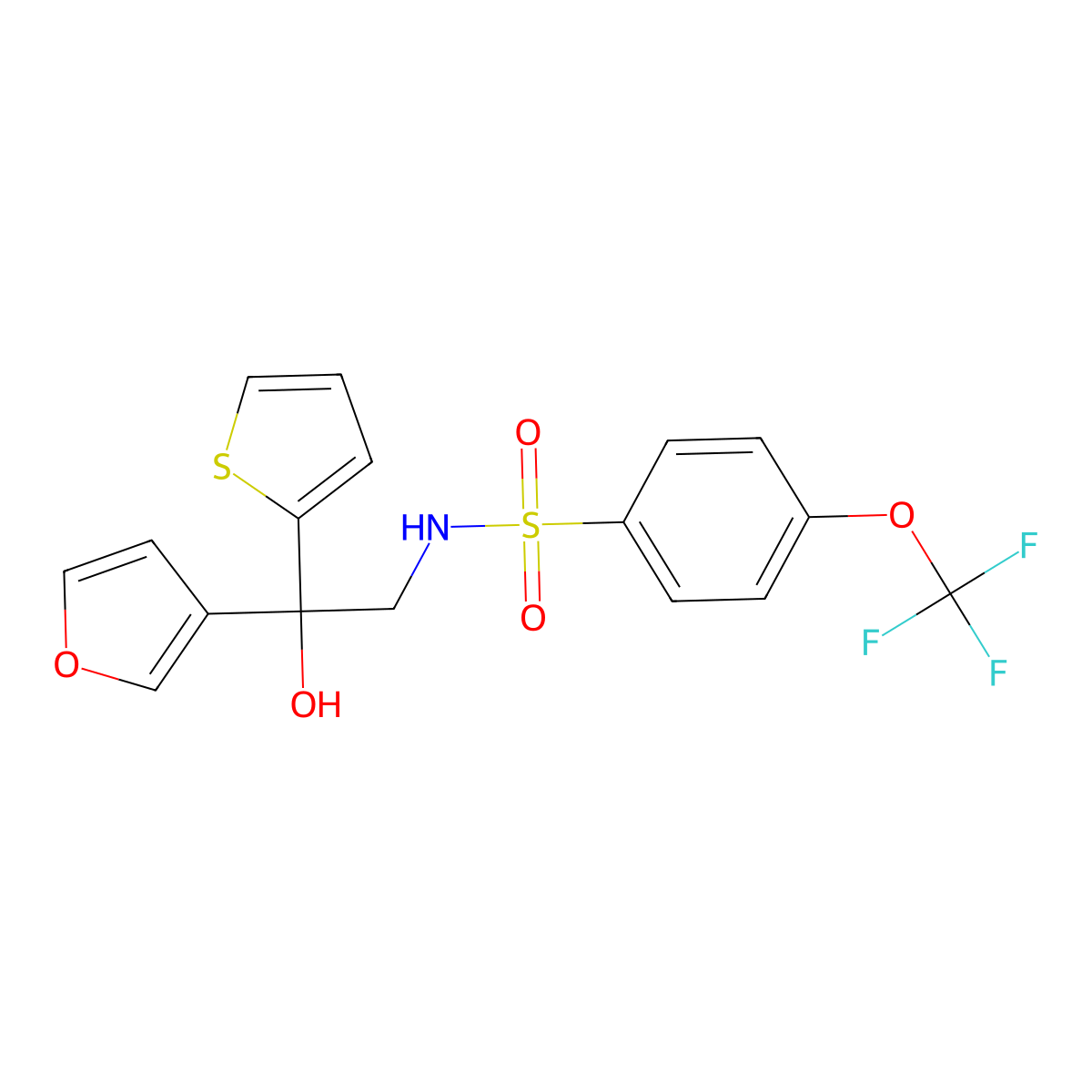 N-(2-(furan-3-yl)-2-hydroxy-2-(thiophen-2-yl)ethyl)-4-(trifluoromethoxy)benzenesulfonamide molecular structure, CAS 2034239-87-5