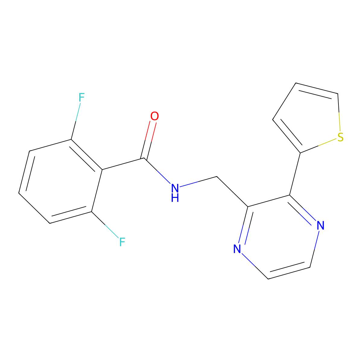 2,6-difluoro-N-((3-(thiophen-2-yl)pyrazin-2-yl)methyl)benzamide molecular structure, CAS 2034239-91-1