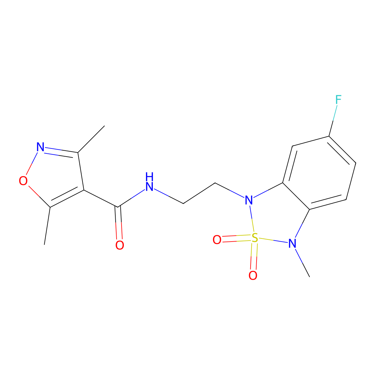 N-(2-(6-fluoro-3-methyl-2,2-dioxidobenzo[c][1,2,5]thiadiazol-1(3H)-yl)ethyl)-3,5-dimethylisoxazole-4-carboxamide molecular structure, CAS 2034239-92-2
