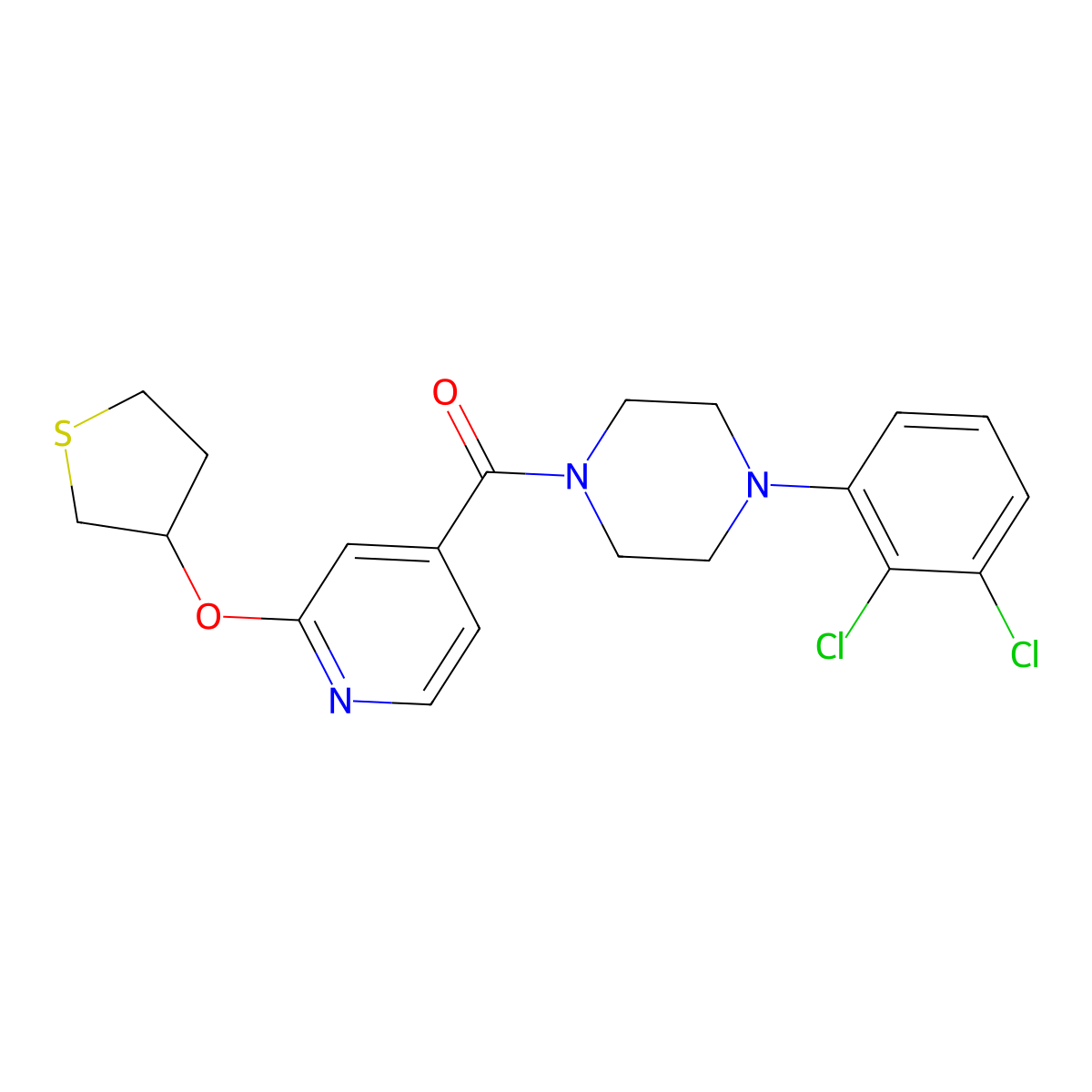 (4-(2,3-Dichlorophenyl)piperazin-1-yl)(2-((tetrahydrothiophen-3-yl)oxy)pyridin-4-yl)methanone molecular structure, CAS 2034239-94-4