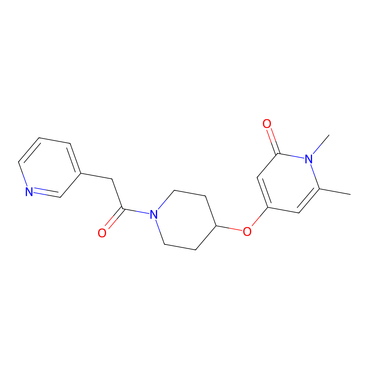 1,6-dimethyl-4-((1-(2-(pyridin-3-yl)acetyl)piperidin-4-yl)oxy)pyridin-2(1H)-one molecular structure, CAS 2034239-95-5