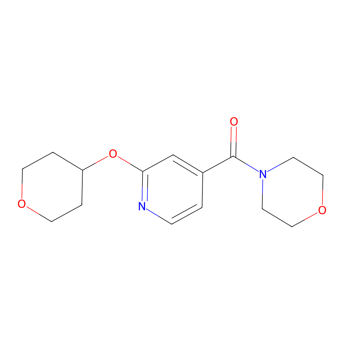 4-[2-(Oxan-4-yloxy)pyridine-4-carbonyl]morpholine molecular structure, CAS 2034240-00-9