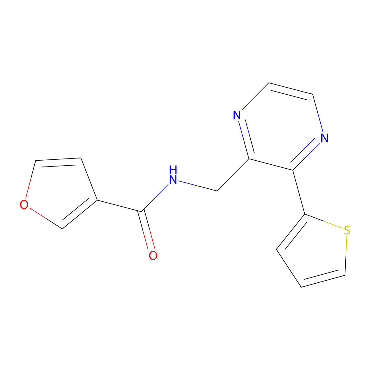 N-{[3-(thiophen-2-yl)pyrazin-2-yl]methyl}furan-3-carboxamide molecular structure, CAS 2034240-13-4