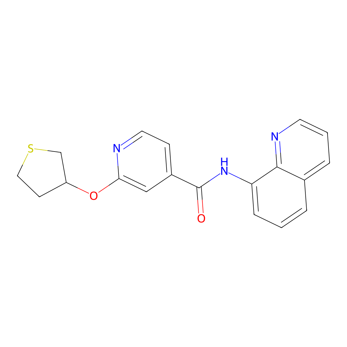 N-(quinolin-8-yl)-2-((tetrahydrothiophen-3-yl)oxy)isonicotinamide molecular structure, CAS 2034240-14-5