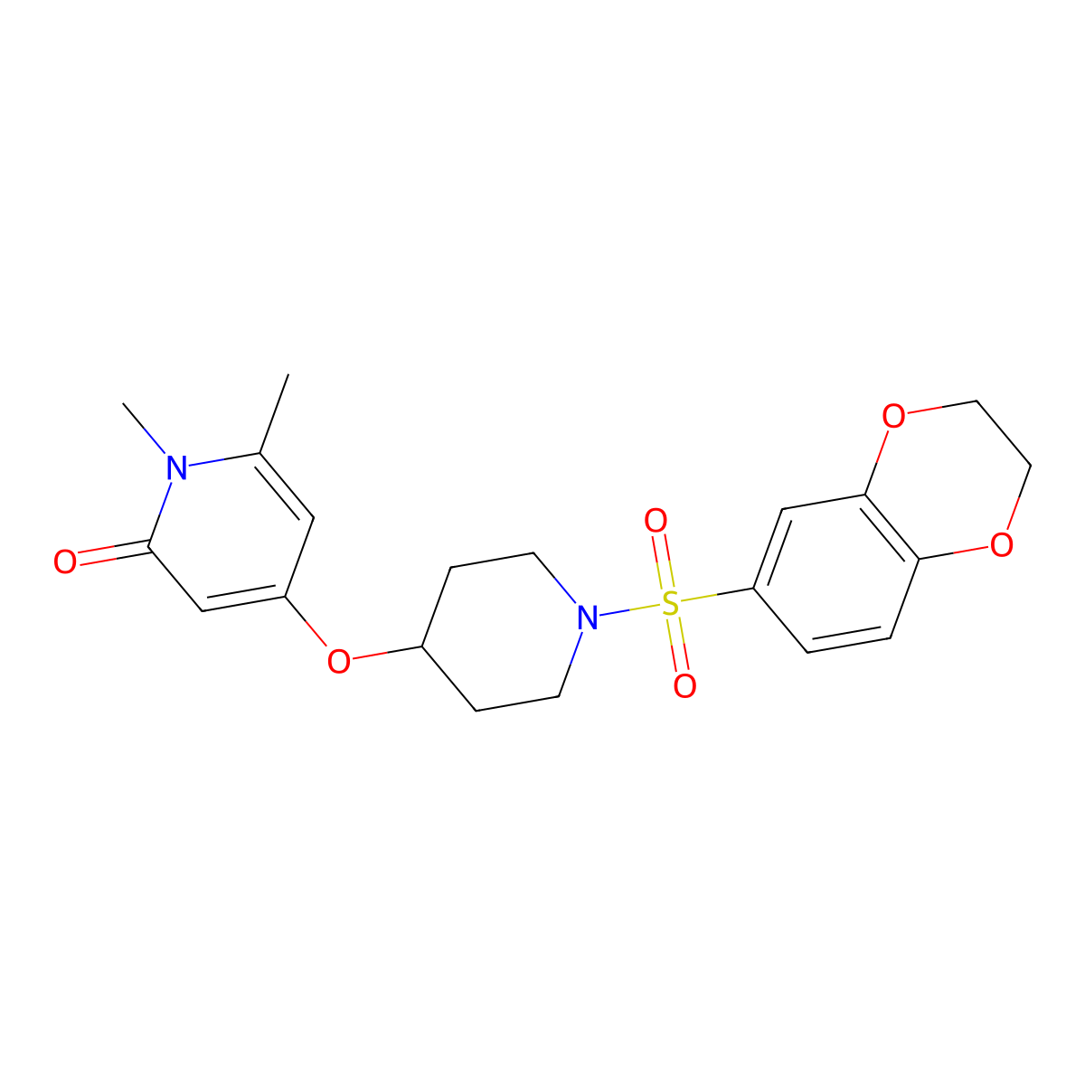 4-((1-((2,3-dihydrobenzo[b][1,4]dioxin-6-yl)sulfonyl)piperidin-4-yl)oxy)-1,6-dimethylpyridin-2(1H)-one molecular structure, CAS 2034240-16-7