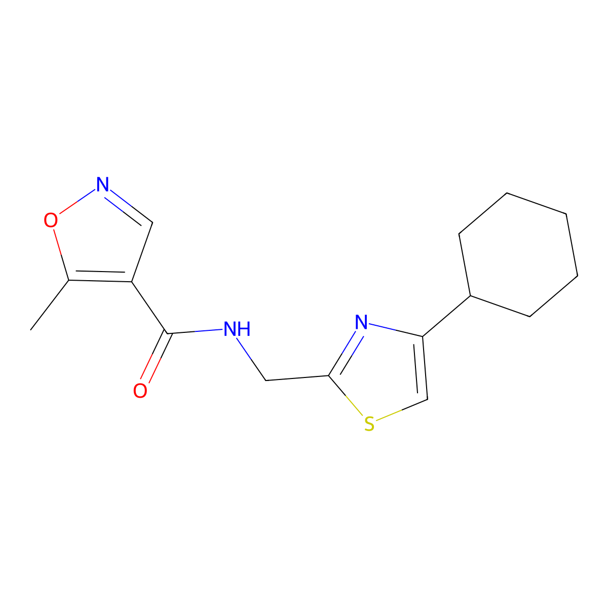 N-((4-cyclohexylthiazol-2-yl)methyl)-5-methylisoxazole-4-carboxamide molecular structure, CAS 2034240-17-8
