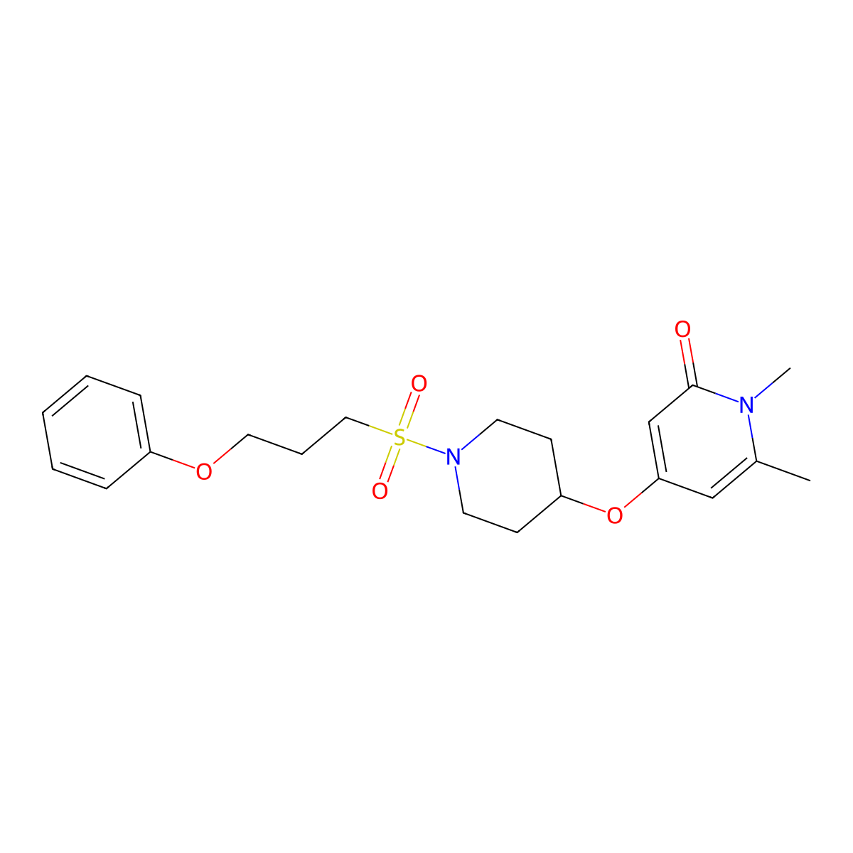 1,6-dimethyl-4-((1-((3-phenoxypropyl)sulfonyl)piperidin-4-yl)oxy)pyridin-2(1H)-one molecular structure, CAS 2034240-25-8
