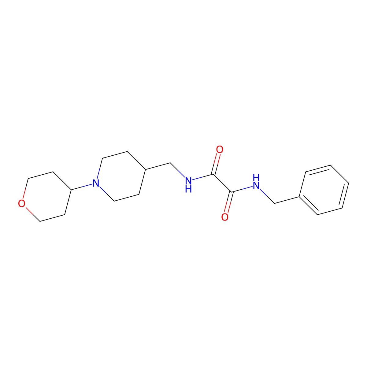 N1-benzyl-N2-((1-(tetrahydro-2H-pyran-4-yl)piperidin-4-yl)methyl)oxalamide molecular structure, CAS 2034240-26-9