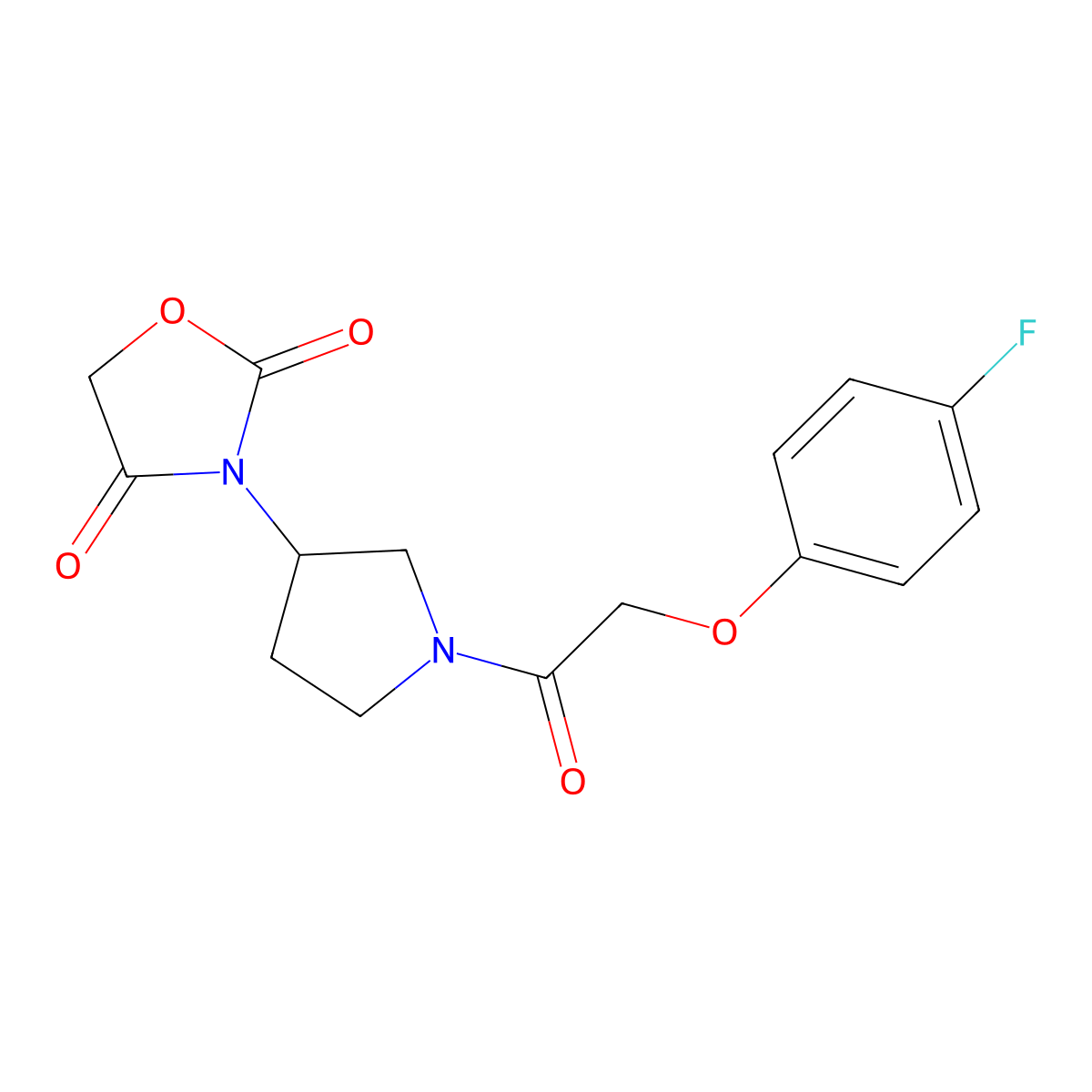 3-(1-(2-(4-Fluorophenoxy)acetyl)pyrrolidin-3-yl)oxazolidine-2,4-dione molecular structure, CAS 2034240-47-4