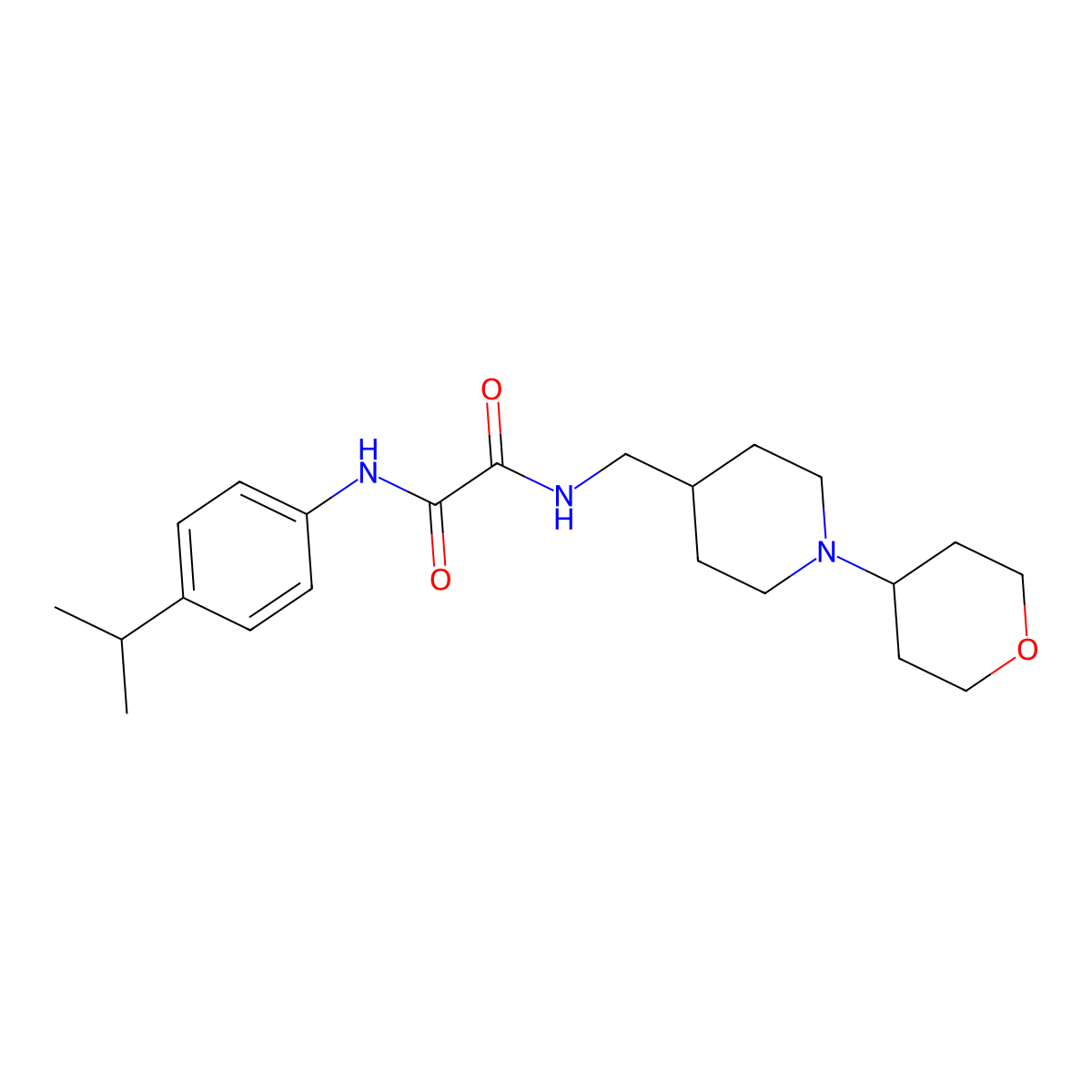 N1-(4-isopropylphenyl)-N2-((1-(tetrahydro-2H-pyran-4-yl)piperidin-4-yl)methyl)oxalamide molecular structure, CAS 2034240-54-3