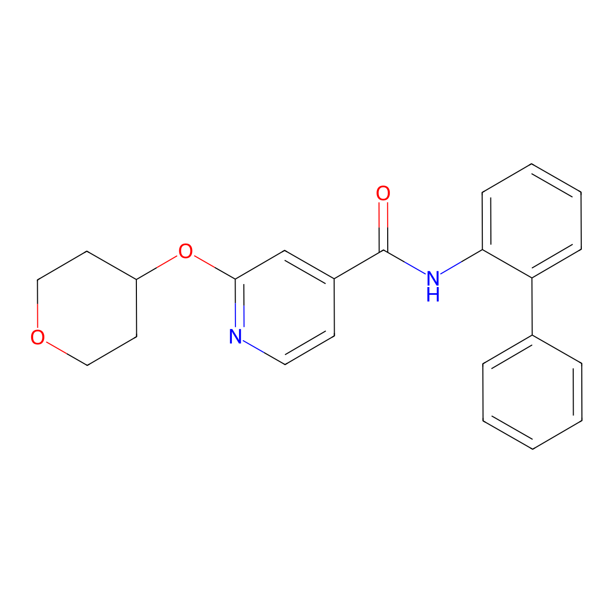 N-([1,1'-biphenyl]-2-yl)-2-((tetrahydro-2H-pyran-4-yl)oxy)isonicotinamide molecular structure, CAS 2034240-55-4