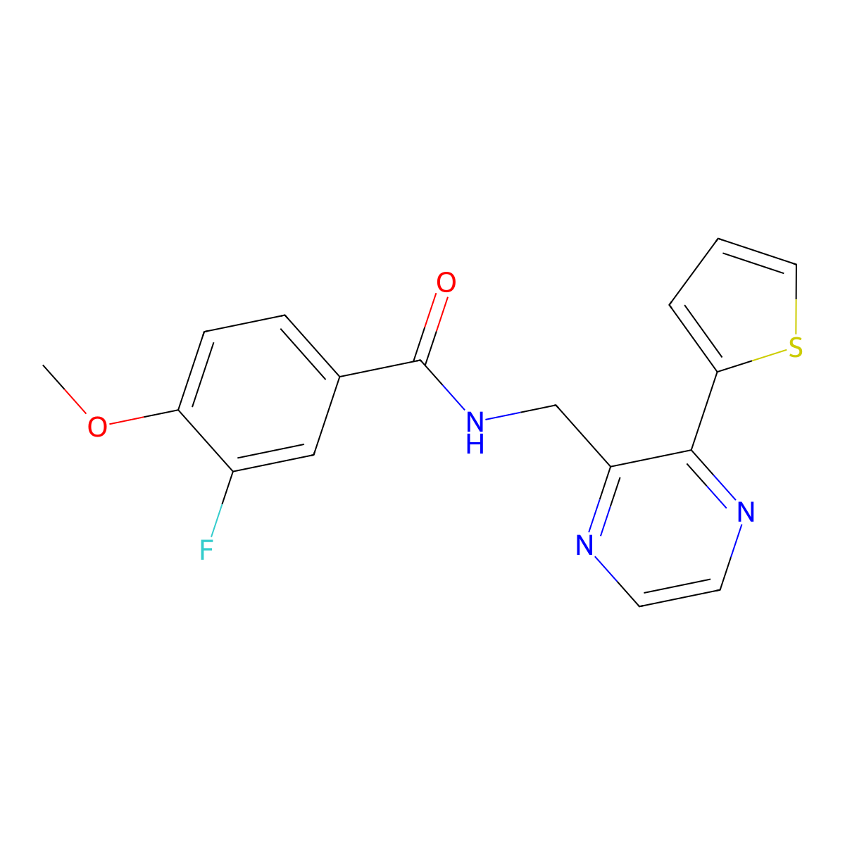 3-fluoro-4-methoxy-N-{[3-(thiophen-2-yl)pyrazin-2-yl]methyl}benzamide molecular structure, CAS 2034240-56-5