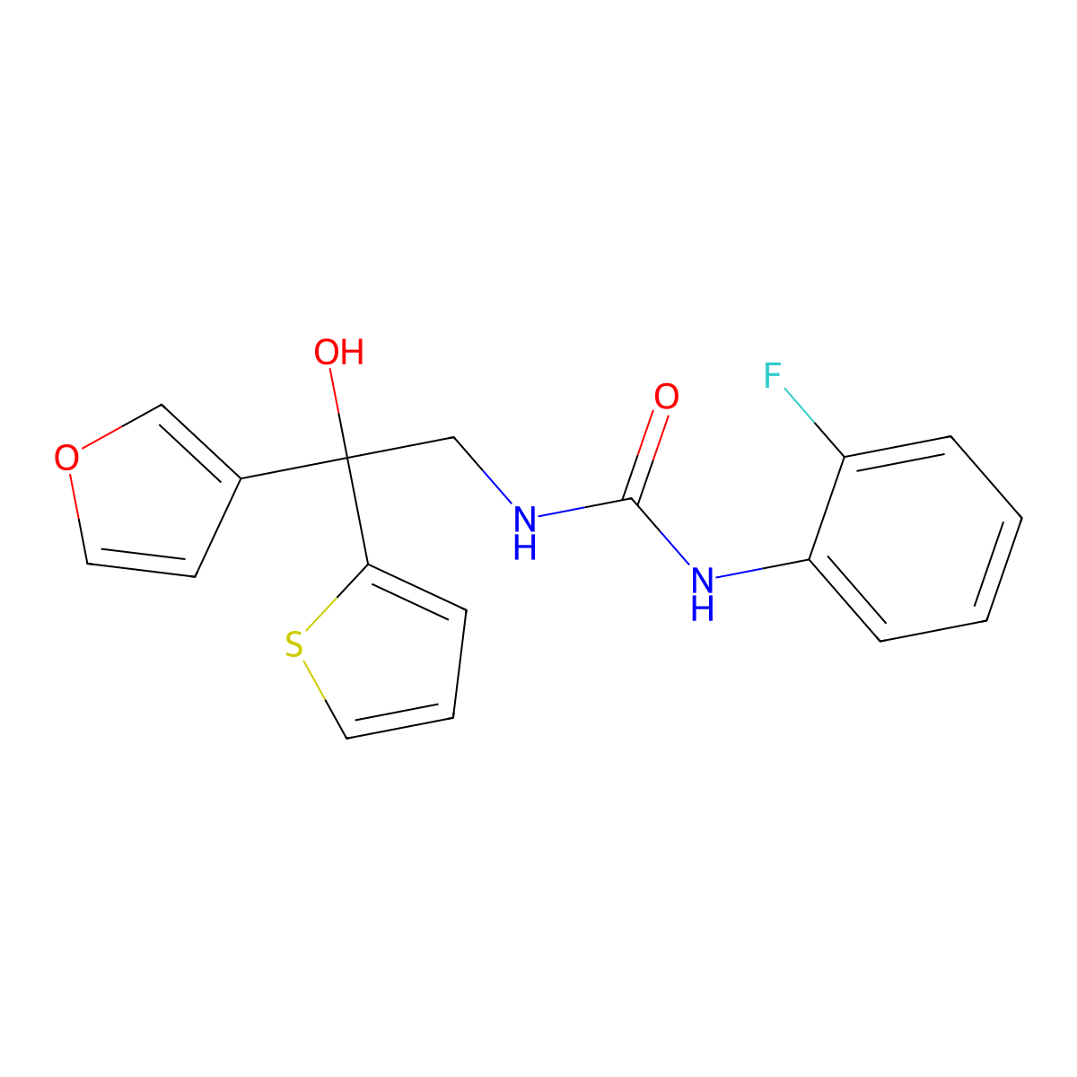 1-(2-Fluorophenyl)-3-(2-(furan-3-yl)-2-hydroxy-2-(thiophen-2-yl)ethyl)urea molecular structure, CAS 2034240-57-6