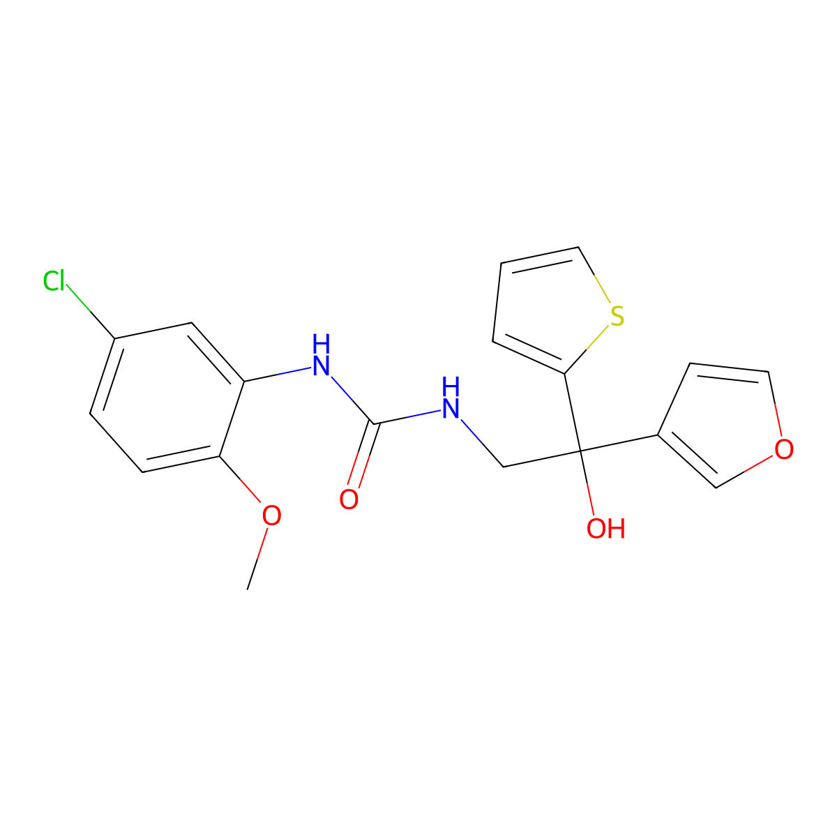 1-(5-Chloro-2-methoxyphenyl)-3-(2-(furan-3-yl)-2-hydroxy-2-(thiophen-2-yl)ethyl)urea molecular structure, CAS 2034240-65-6