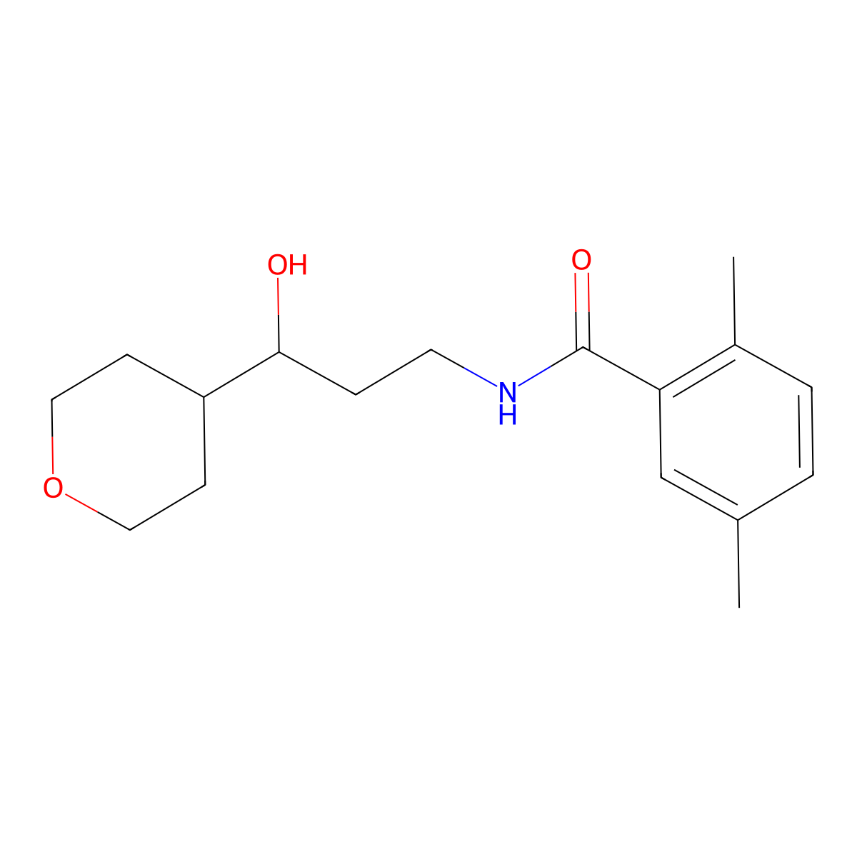 N-[3-hydroxy-3-(oxan-4-yl)propyl]-2,5-dimethylbenzamide molecular structure, CAS 2034240-72-5