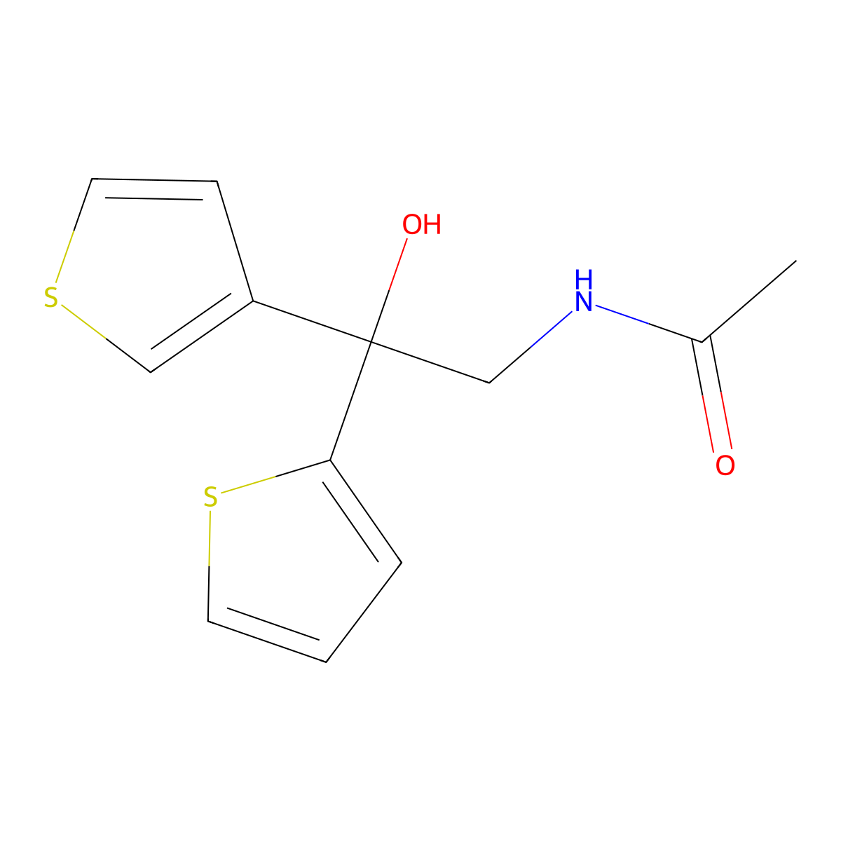 N-[2-hydroxy-2-(thiophen-2-yl)-2-(thiophen-3-yl)ethyl]acetamide molecular structure, CAS 2034240-73-6