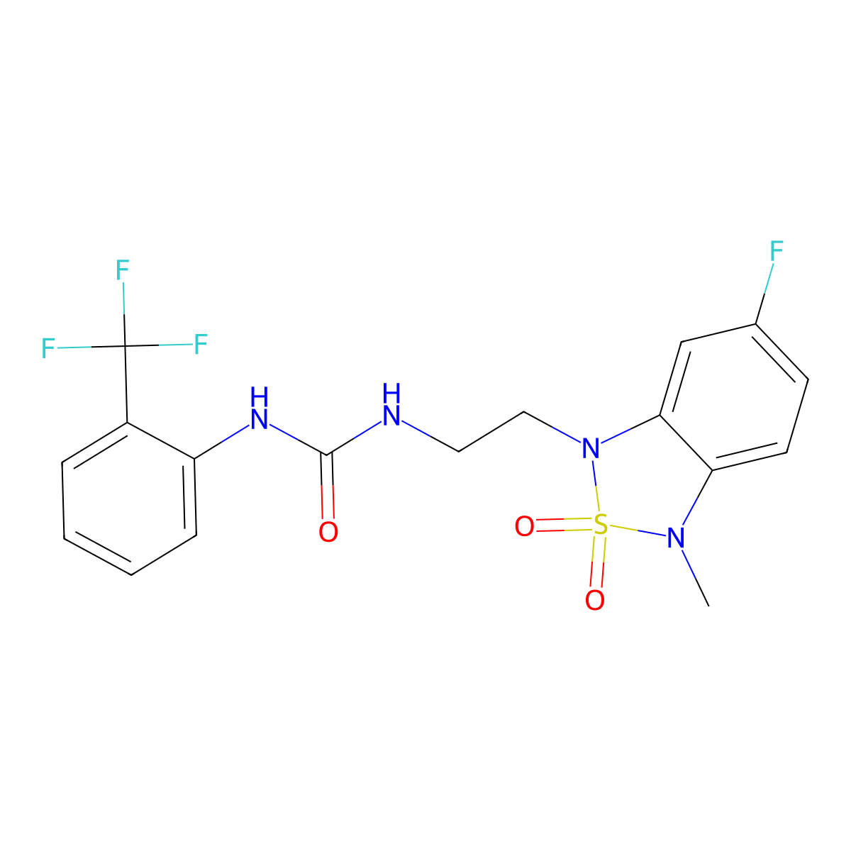 1-(2-(6-fluoro-3-methyl-2,2-dioxidobenzo[c][1,2,5]thiadiazol-1(3H)-yl)ethyl)-3-(2-(trifluoromethyl)phenyl)urea molecular structure, CAS 2034240-74-7