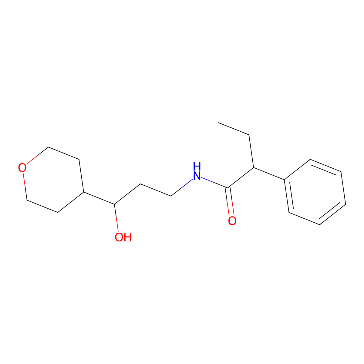 N-[3-hydroxy-3-(oxan-4-yl)propyl]-2-phenylbutanamide molecular structure, CAS 2034240-75-8