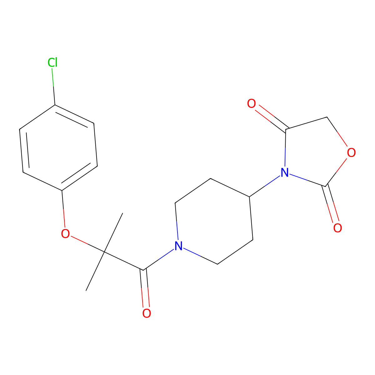 3-{1-[2-(4-Chlorophenoxy)-2-methylpropanoyl]piperidin-4-yl}-1,3-oxazolidine-2,4-dione molecular structure, CAS 2034240-78-1