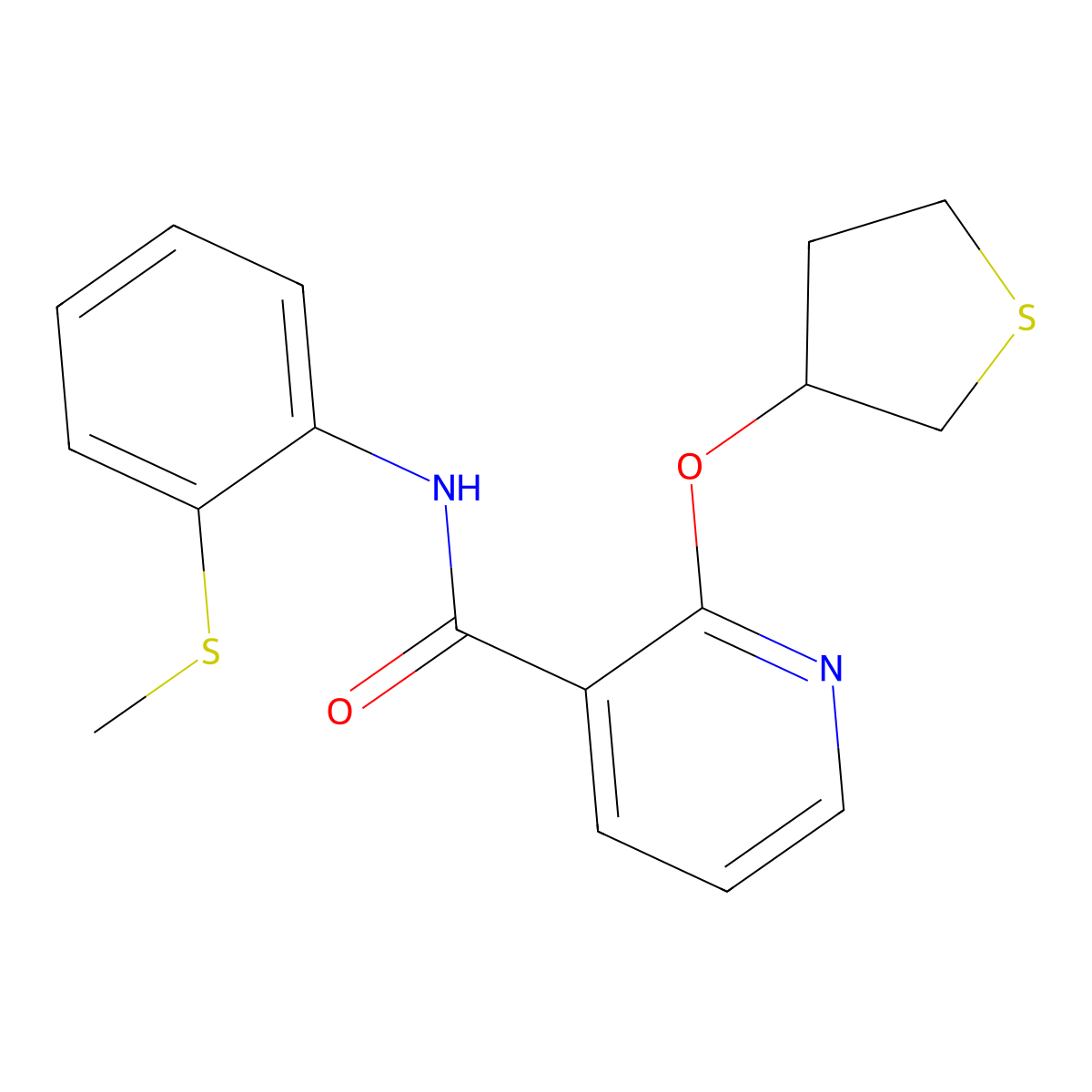 N-(2-(methylthio)phenyl)-2-((tetrahydrothiophen-3-yl)oxy)nicotinamide molecular structure, CAS 2034240-81-6