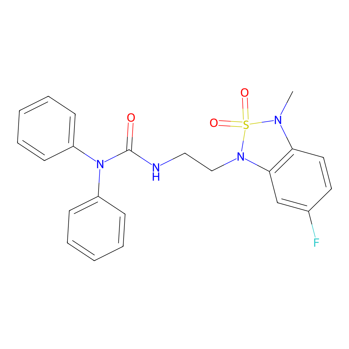 3-(2-(6-fluoro-3-methyl-2,2-dioxidobenzo[c][1,2,5]thiadiazol-1(3H)-yl)ethyl)-1,1-diphenylurea molecular structure, CAS 2034240-83-8